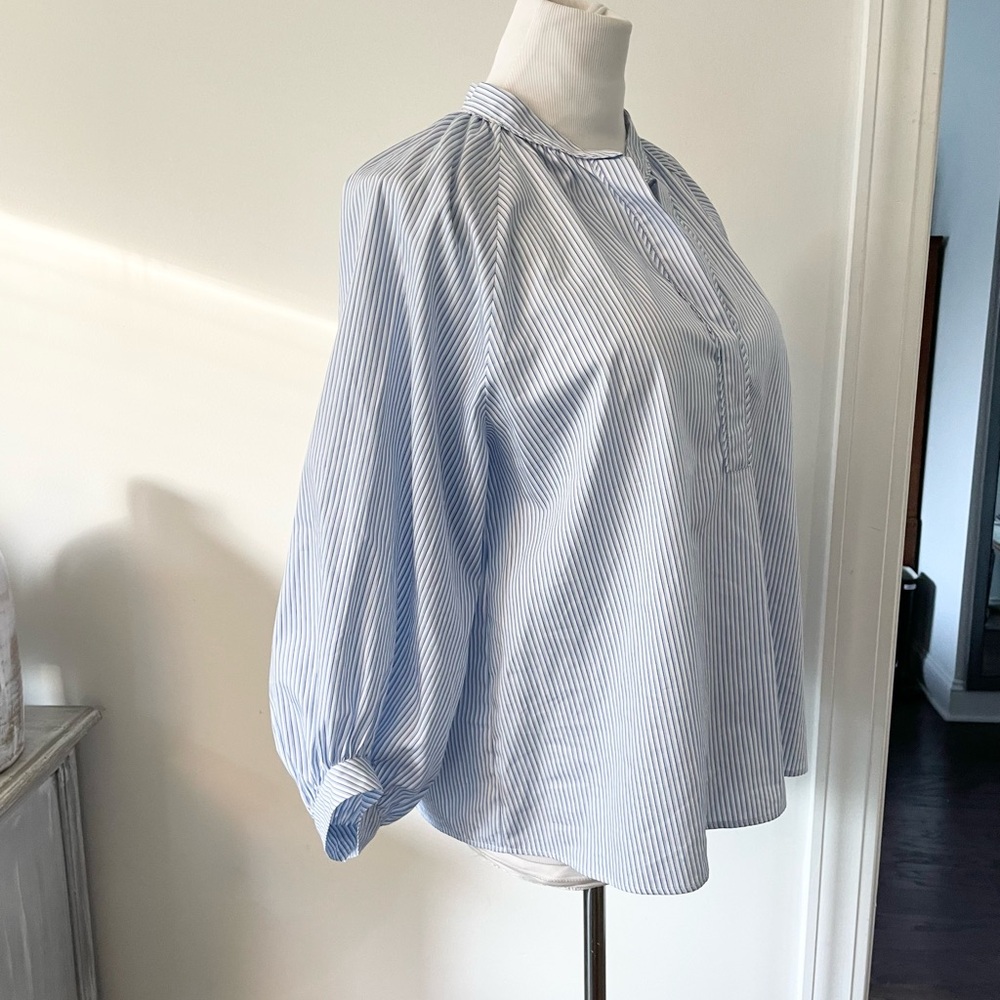New! MARELLA SPORT COTTON STRIPED BLOUSE BLUE SIZE 2 - Picture 7 of 12
